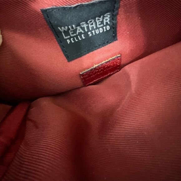 WILSONS LEATHER Pelle Studio Red Leather Bag Crossbody Purse - Picture 15 of 16